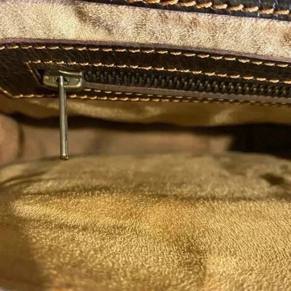 Handmade vintage brown leather handbag - Picture 7 of 9